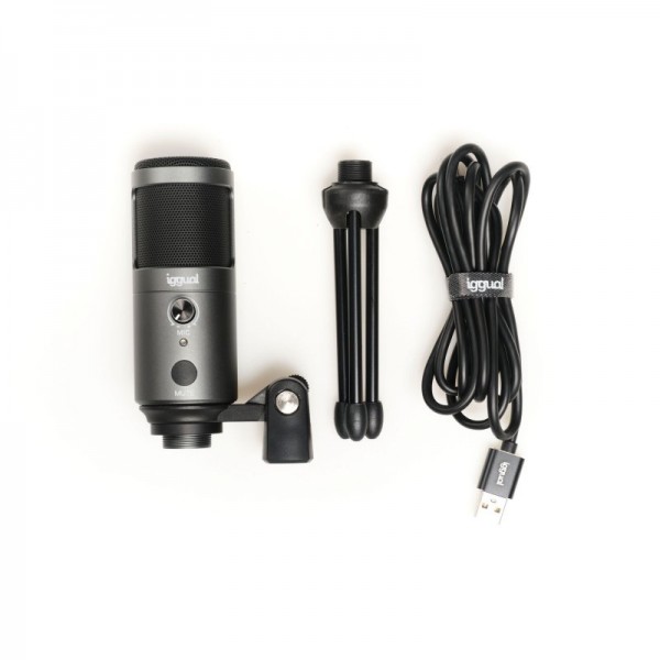 Iggual micrófono condensador podcasting pro gris